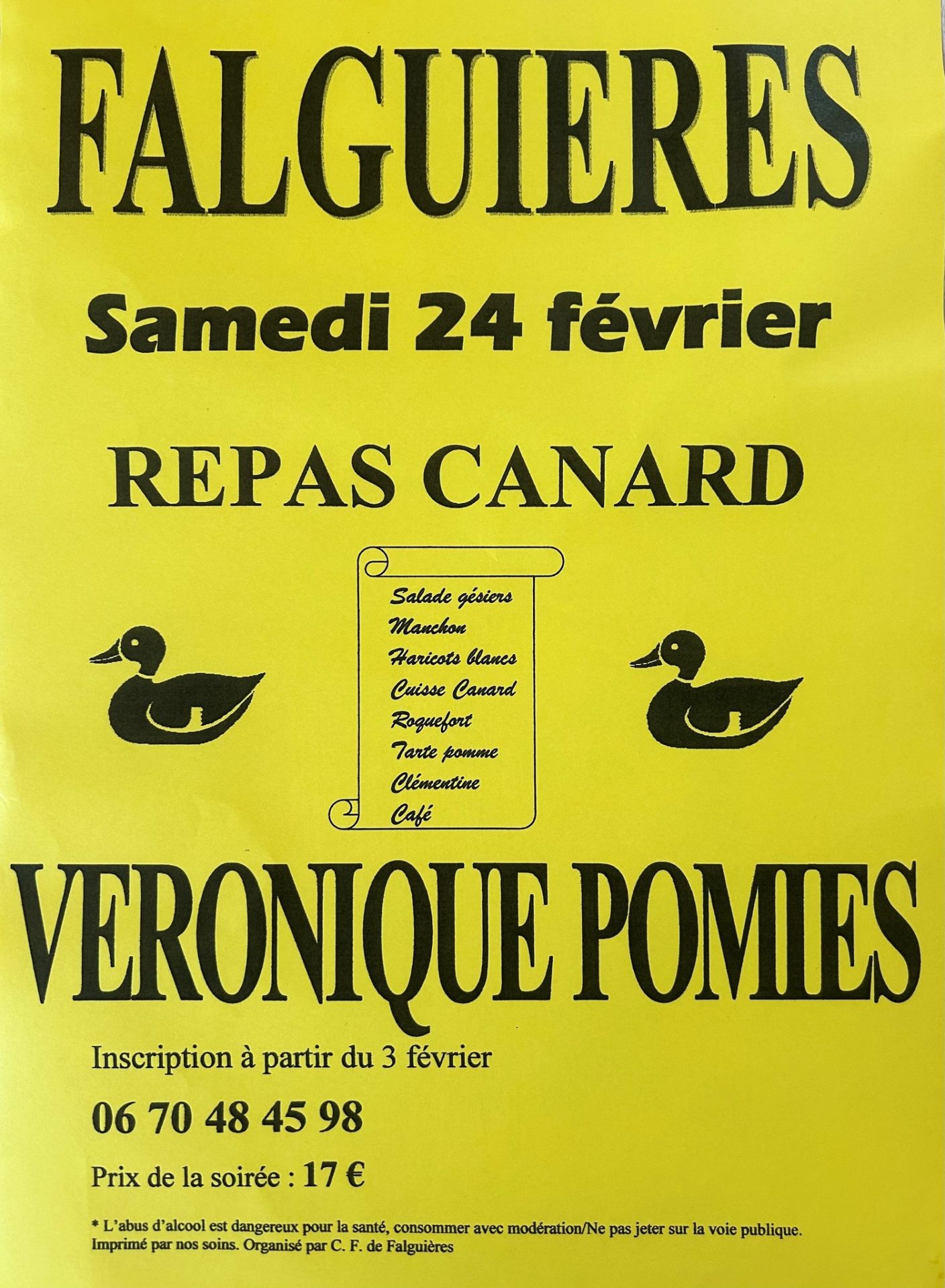 Lire la suite à propos de l’article Repas canards Falguières