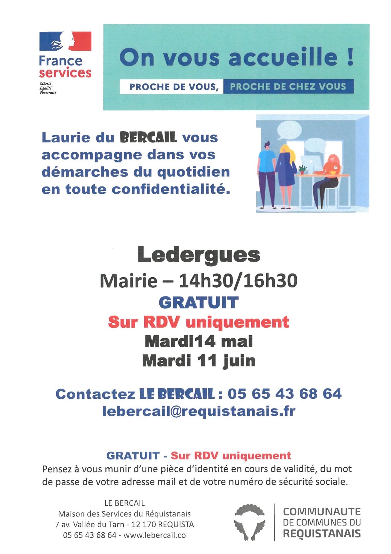 Lire la suite à propos de l’article Le Bercail – France Services mardi 11.06.2024