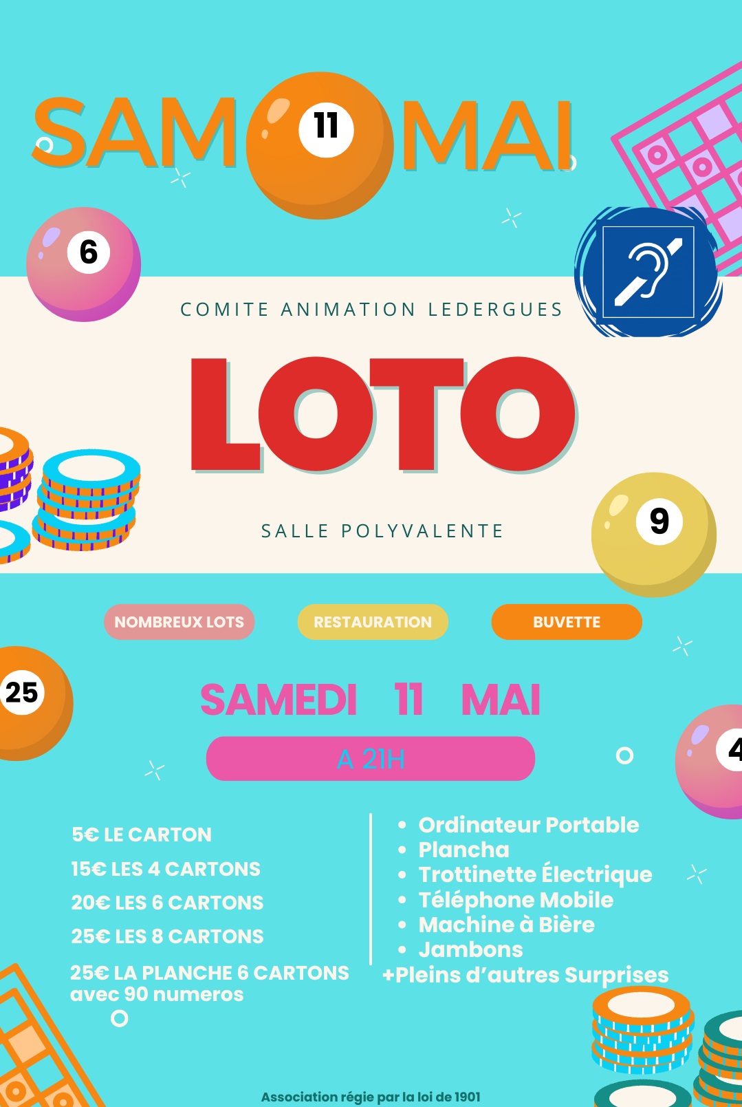 Lire la suite à propos de l’article Loto Comité d’Animation de Lédergues